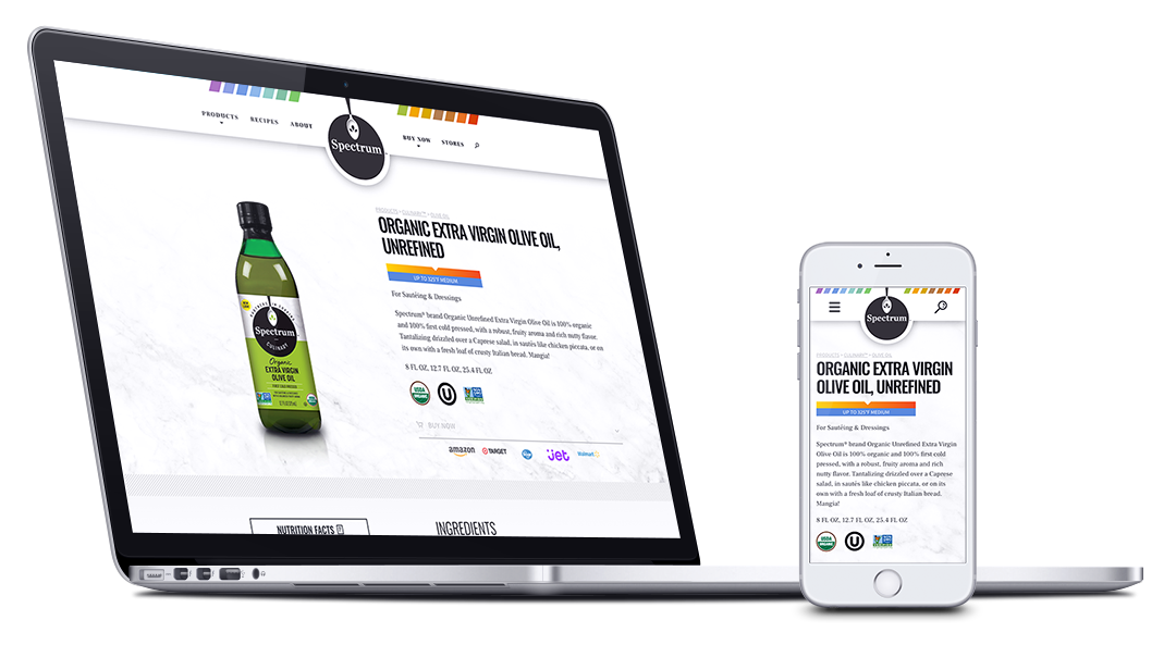 Spectrum Organics WordPress website screenshots